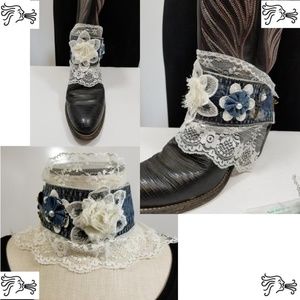 Jean & Lace Boot Bling Necklace Choker
